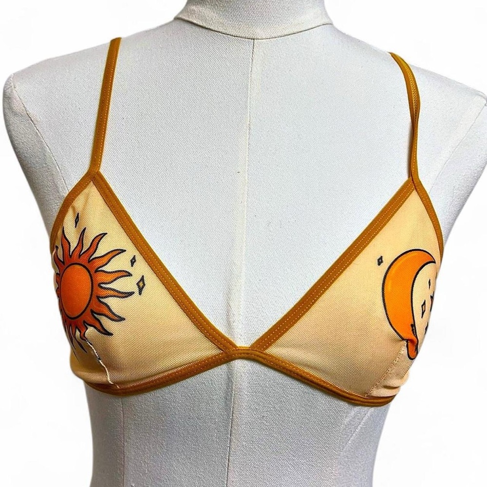 Orange sun and moon mesh bralette lingerie rave festival hippie summer spiritual